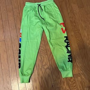 Neon green sweat pants